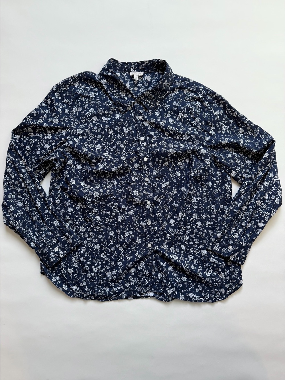 Talbots Women Sz XL Petite Blouse Button Up Lightweight Batiste Ditsy Floral